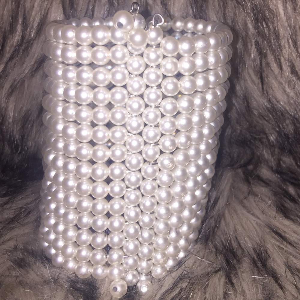 clamp on pearl cuff bracelet